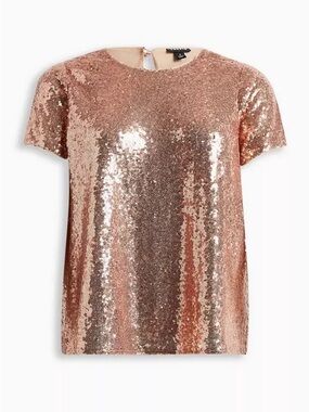Torrid Sequin Top Champagne Short Sleeve Party Blouse Size 2X